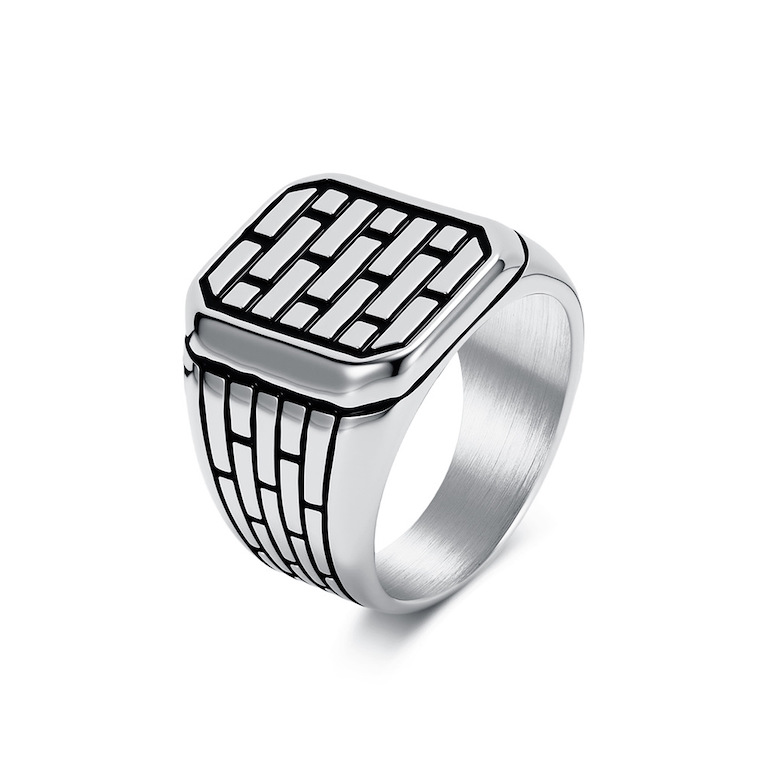 Hiphop 18mm Stainless Steel Geometric Frames Ring
