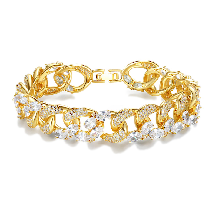 Hiphop Brass Jewelry CZ Cuban Links Bracelet