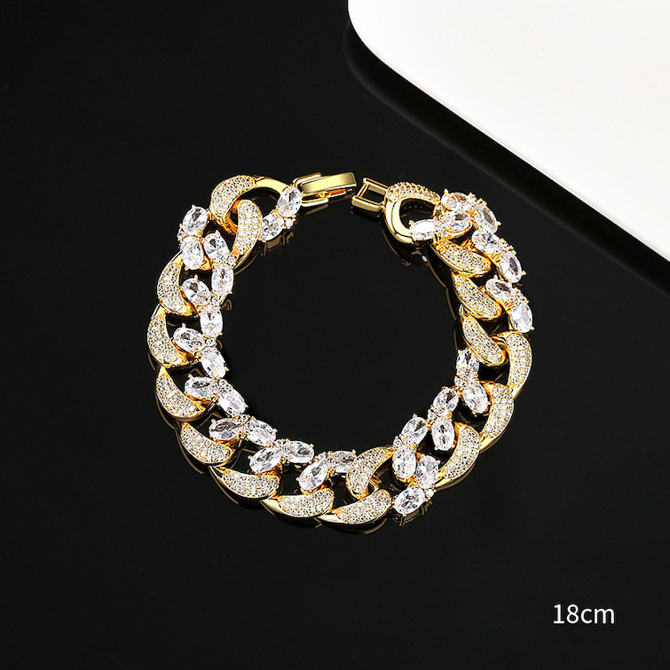Hiphop Brass Jewelry CZ Cuban Links Bracelet - Image 3