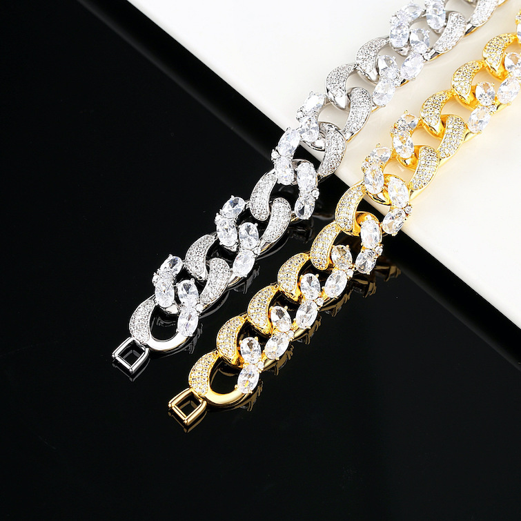Hiphop Brass Jewelry CZ Cuban Links Bracelet - Image 4