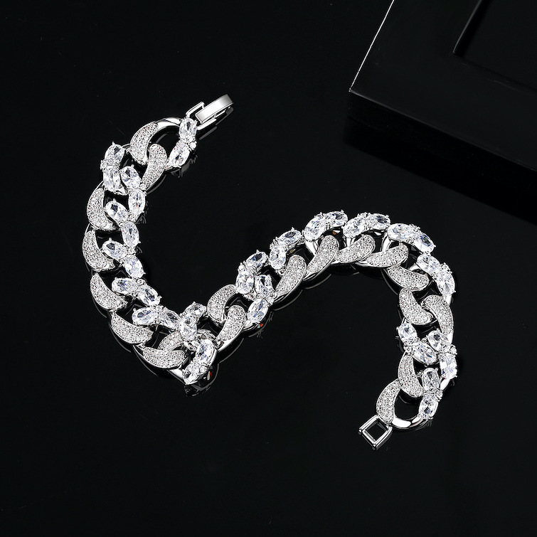 Hiphop Brass Jewelry CZ Cuban Links Bracelet - Image 2