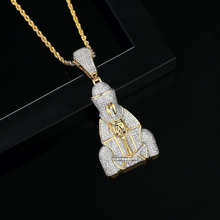 HipHop 76mm Brass Diamonds Robot Pendant Necklace - Image 3