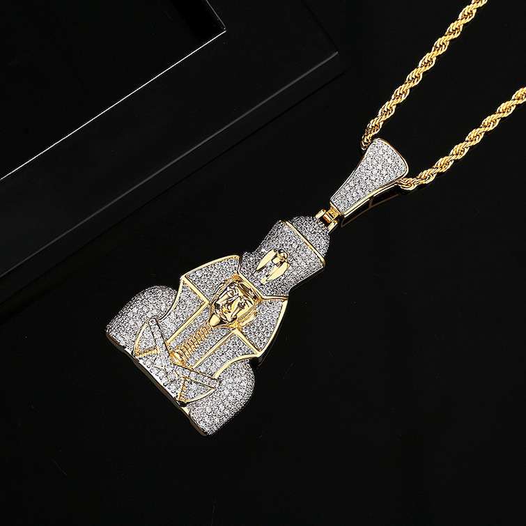 HipHop 76mm Brass Diamonds Robot Pendant Necklace - Image 2