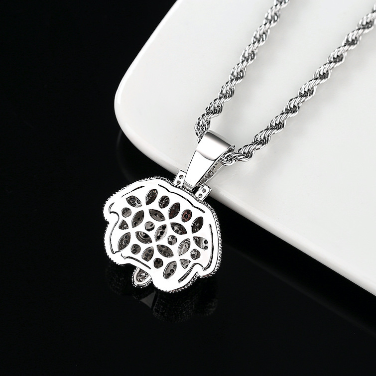HipHop 33mm Brass Diamonds Dog Pendant Necklace - Image 3