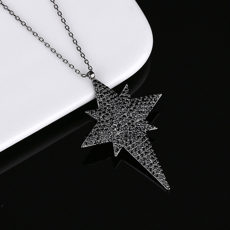 HipHop 44mm Brass CZ Star Pendant Necklace - Image 3