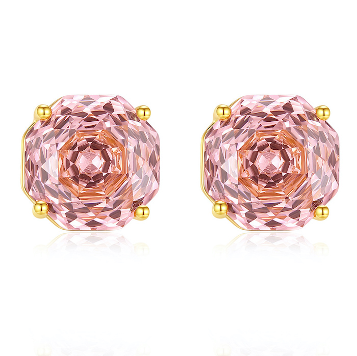 8mm Brass Colored Carbon Diamond Stud Earrings