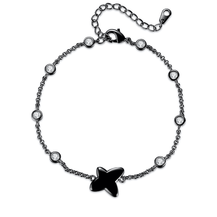 Brass Jewelry Black Butterfly Diamonds Bracelet