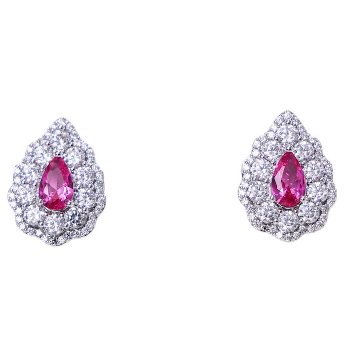19.3mm Brass Diamonds Teardrop Stud Earrings