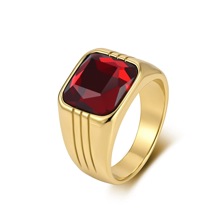 Unisex Stainless Steel 12g Colored Crystal Stone Ring