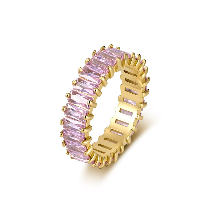 Women's Luxury Stainless Steel Rectangular Zirconia Ring