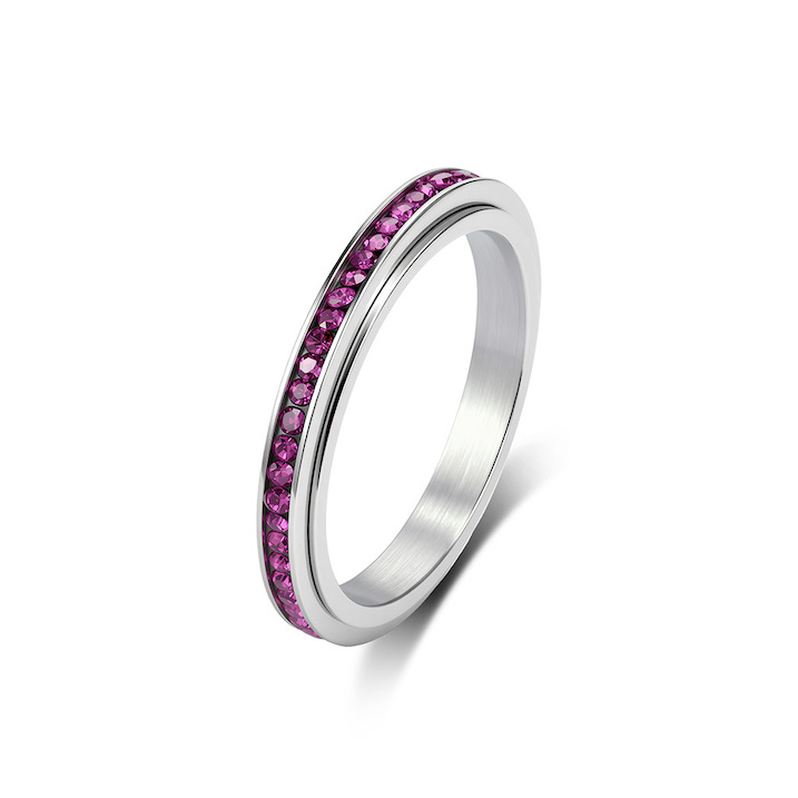 Women's 3mm Stainless Steel Rotatable CZ Layered Ring