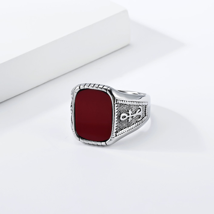 Men's Stainless Steel Colored Gemstone Ring - Image 2