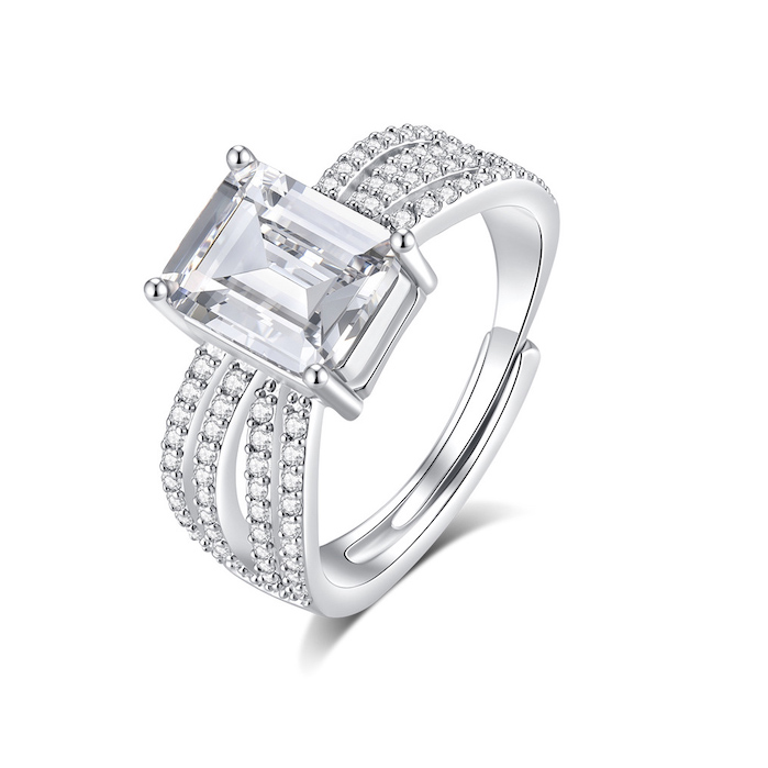 Women's Luxury Brass 7.5X9mm CZ Stone Ring