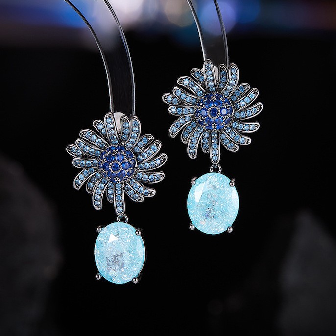 20x34mm Brass CZ Windmill Flower Stud Earrings - Image 3