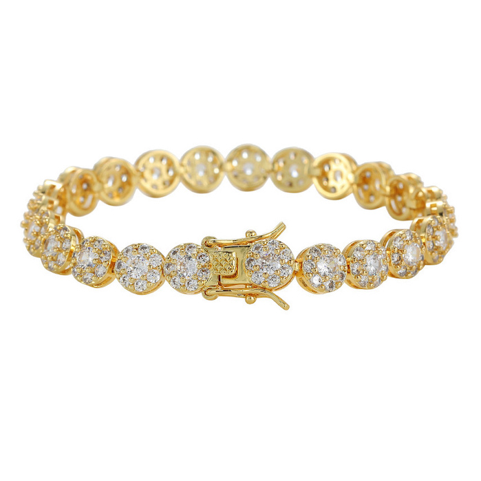 7mm Unisex Brass Diamond Beads Tennis Bracelet