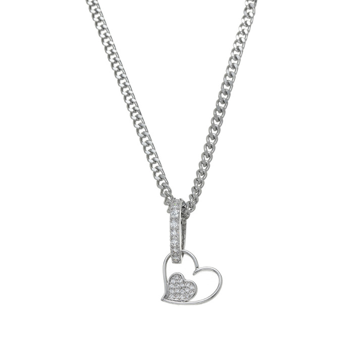 Hollow Brass Diamonds Heart Pendant Necklace - Image 2