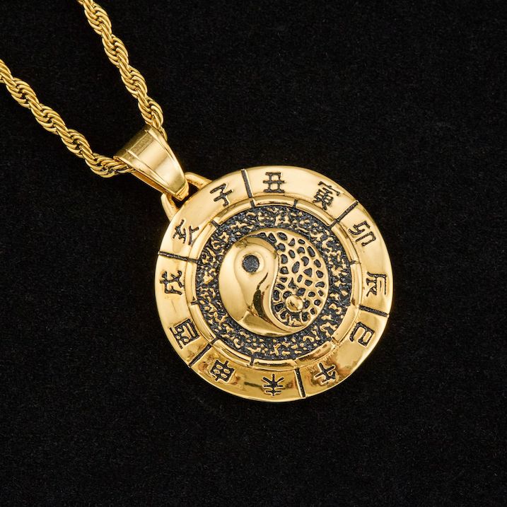 34mm Men's Stainless Steel Yinyang Lucky Circle Pendant - Image 3