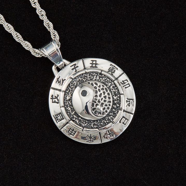 34mm Men's Stainless Steel Yinyang Lucky Circle Pendant - Image 2
