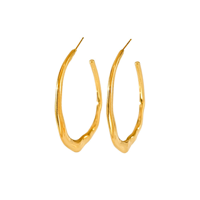 41x39mm Stainless Steel Non-regular Waves Hoop Earrings