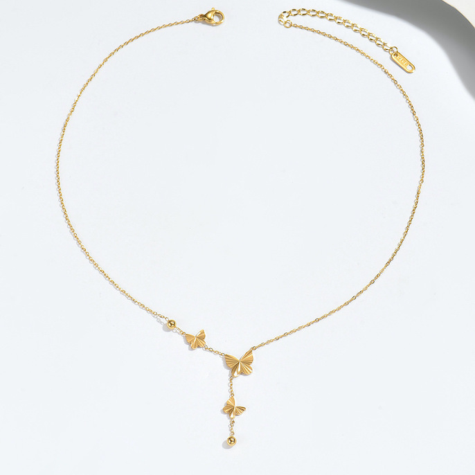 Ladies' Stainless Steel Chain Butterfly Choker Necklace - Image 2