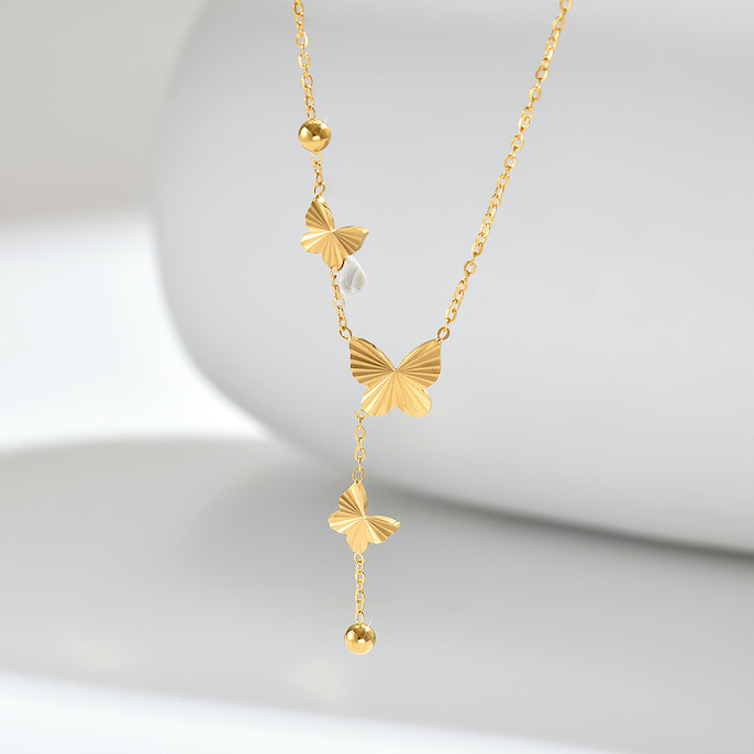 Ladies' Stainless Steel Chain Butterfly Choker Necklace - Image 3