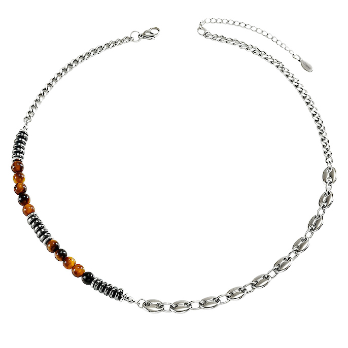 Stainless Steel Chain Agate Beads Handmade Necklace