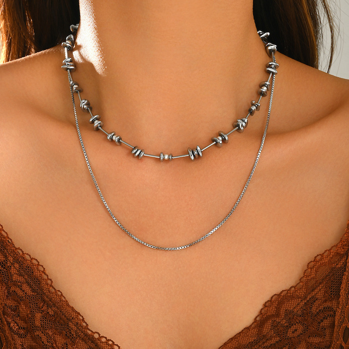 Layered Stainless Steel Chains Choker Necklace - Image 3