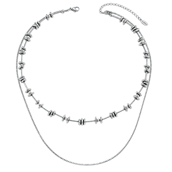 Layered Stainless Steel Chains Choker Necklace