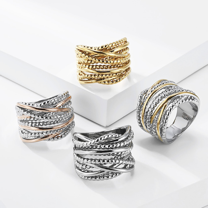 Ladies' Stainless Steel Hollow Twisted Wires Ring - Image 5