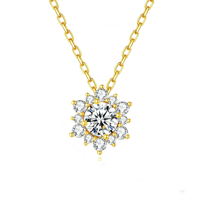 Brass Jewelry 10mm Diamond Flower Necklace