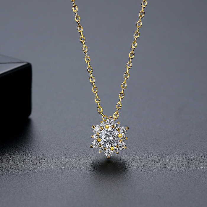 Brass Jewelry 10mm Diamond Flower Necklace - Image 2