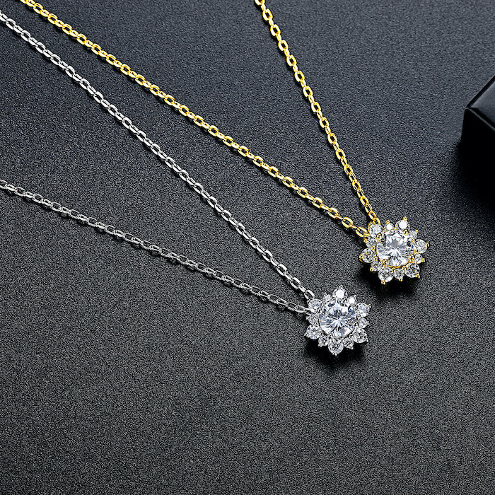 Brass Jewelry 10mm Diamond Flower Necklace - Image 3