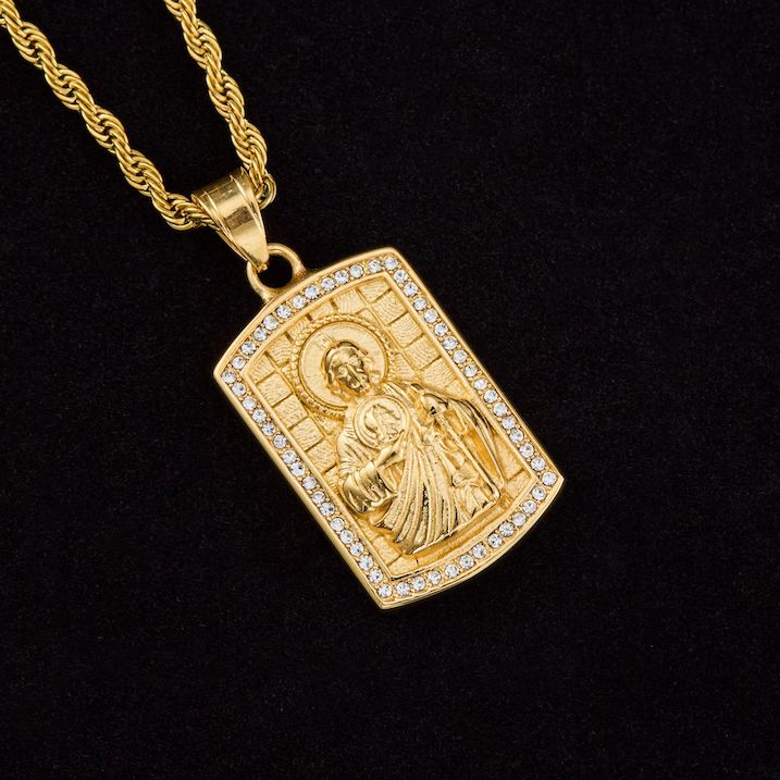 22x32mm Men's Stainless Steel CZ Jesus Pendant - Image 4