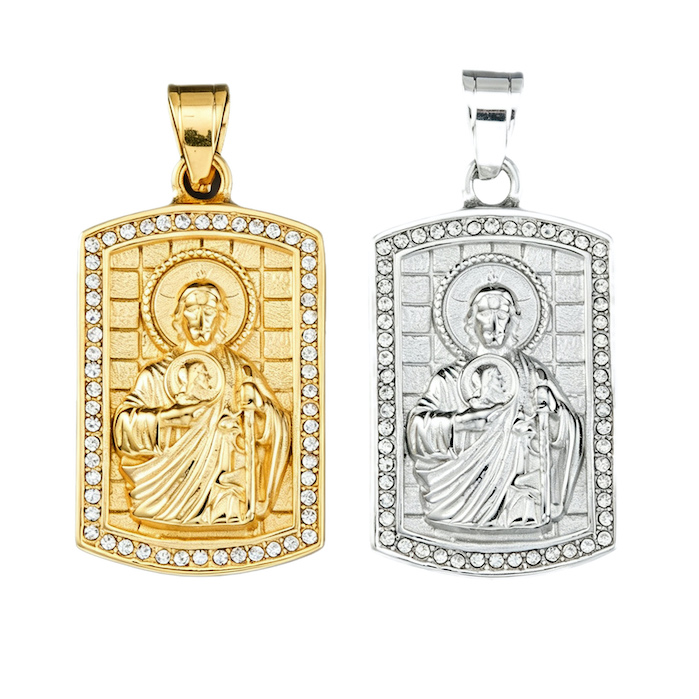 22x32mm Men's Stainless Steel CZ Jesus Pendant