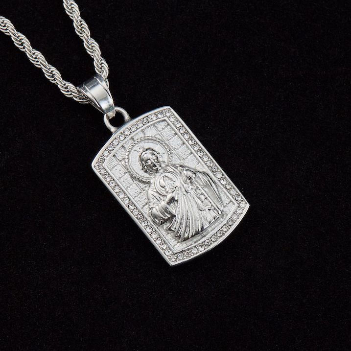 22x32mm Men's Stainless Steel CZ Jesus Pendant - Image 2