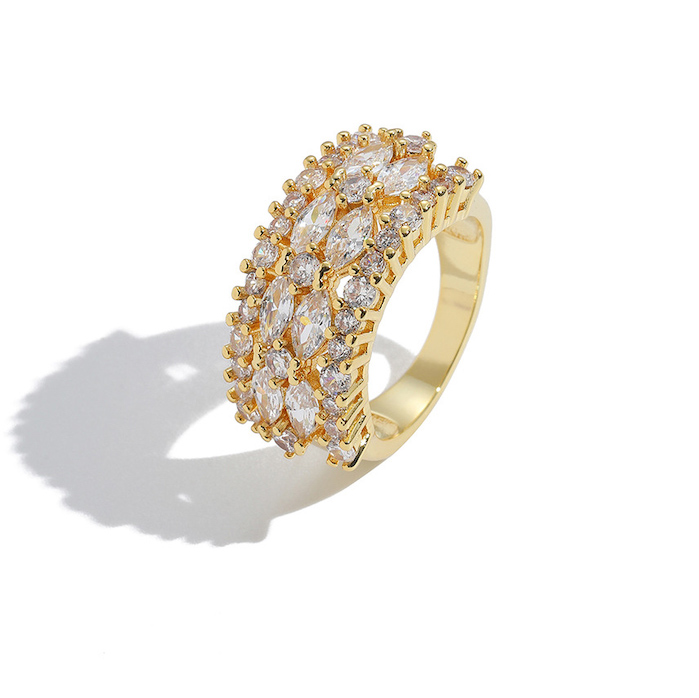 HipHop Unisex Brass Eye-shape Zircon Stones Ring