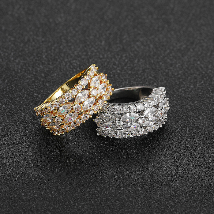HipHop Unisex Brass Eye-shape Zircon Stones Ring - Image 3