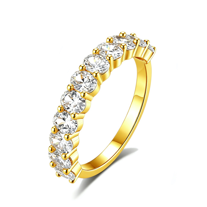 Women's Brass 4mm Oval CZ Stone Ring
