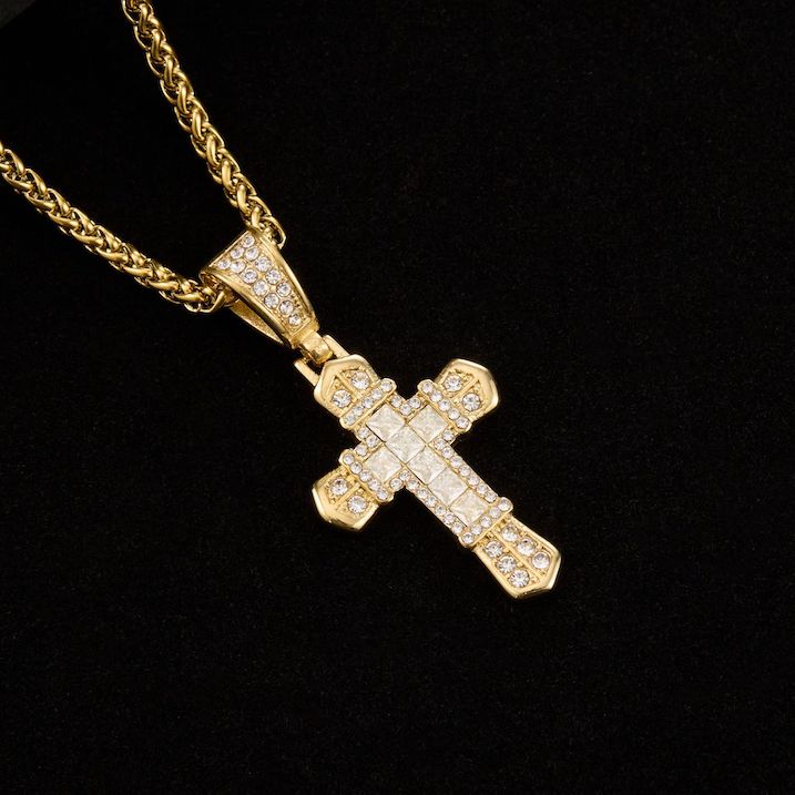 24x34mm Men's Stainless Steel CZ Cross Pendant - Image 3