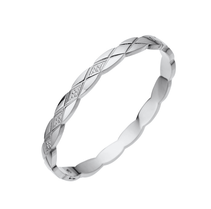 6mm Stainless Steel Crystals Rhombus Hinged Bracelet - Image 3