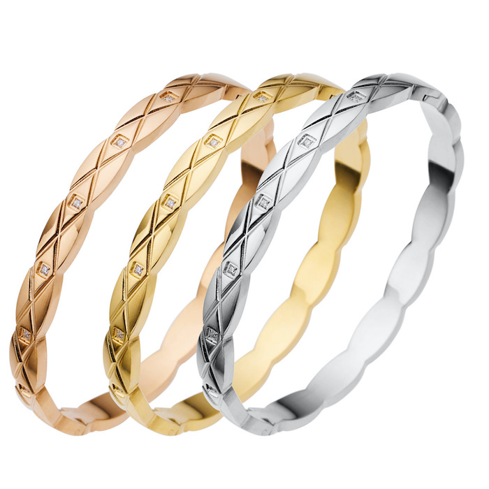 6mm Stainless Steel Crystals Rhombus Hinged Bracelet