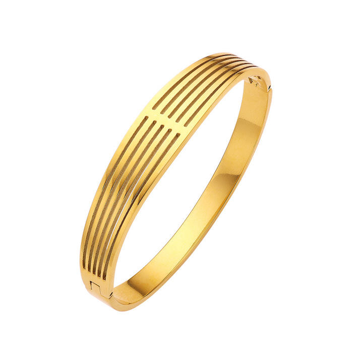 Wholesales 10mm Stainless Steel Hollow Stripes Bangle