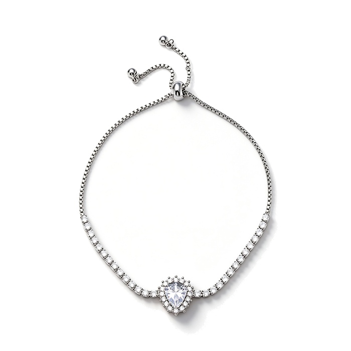 Women's Jewelry Brass CZ Teardrop Charm Bracelet