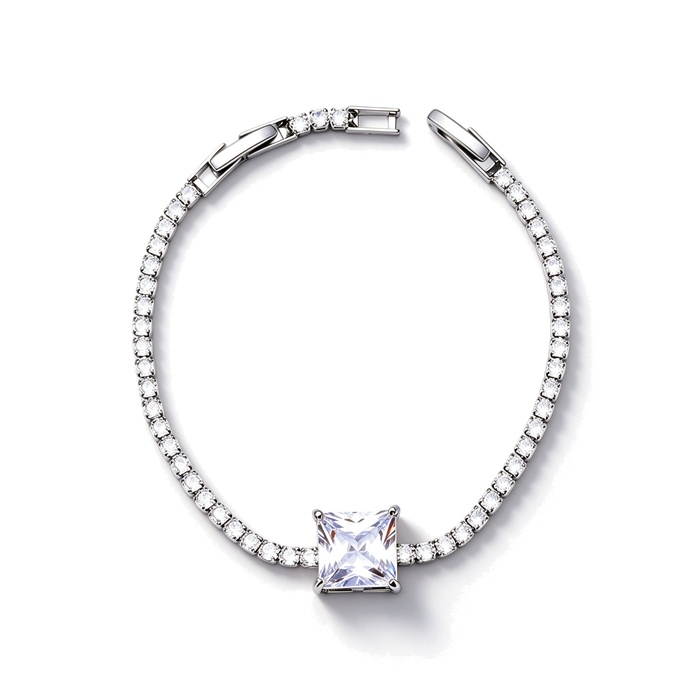 Women's Jewelry Brass 12mm Square Stone Charm Bracelet