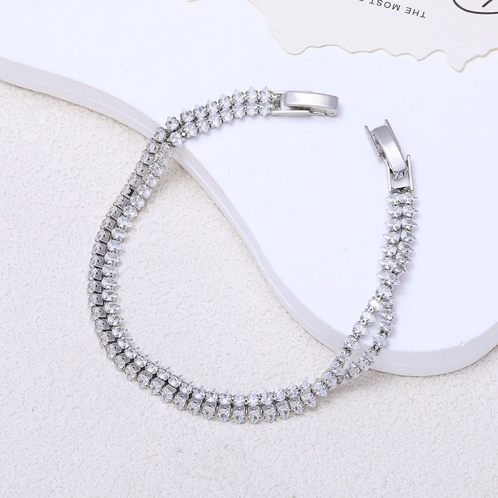 Women's Jewelry Brass Layered Teardrop Zircons Bracelet - Image 2