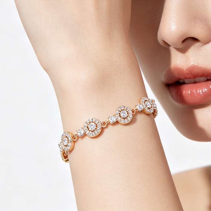 Women's Jewelry Brass White CZ Circles Bracelet - Image 4