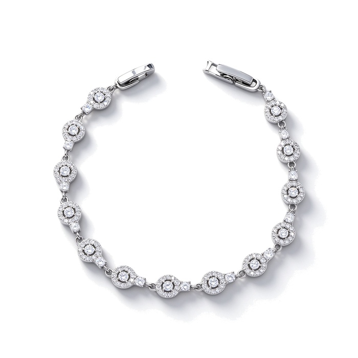 Women's Jewelry Brass White CZ Circles Bracelet