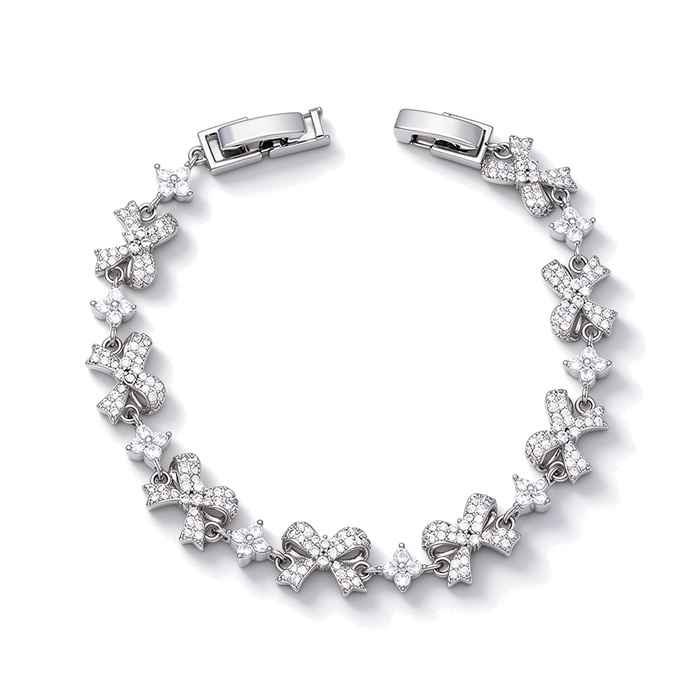 Women's Jewelry Brass CZ Bowknot Charms Bracelet
