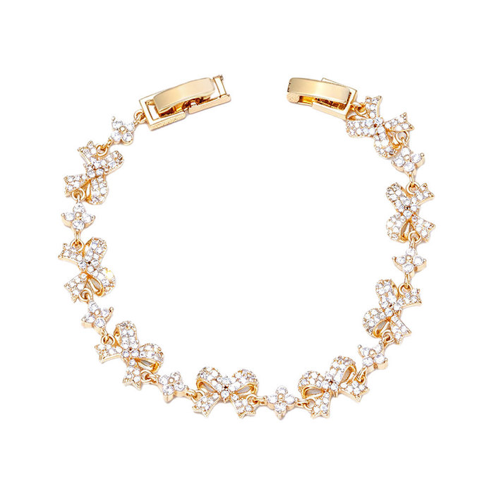 Women's Jewelry Brass CZ Bowknot Charms Bracelet - Image 2