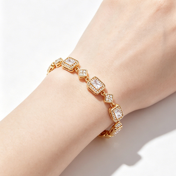 Women's Jewelry Brass Geometric CZ Stones Bracelet - Image 4